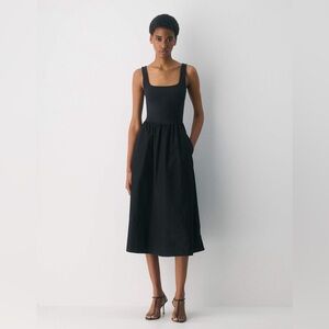 Babaton Revive Poplin Black Midi Dress